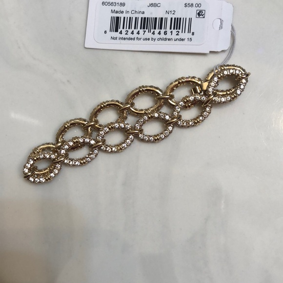 Lauren Ralph Lauren Gold Tone Pave Crystal Encrusted Oval Link Bracelet NWT - Picture 12 of 16